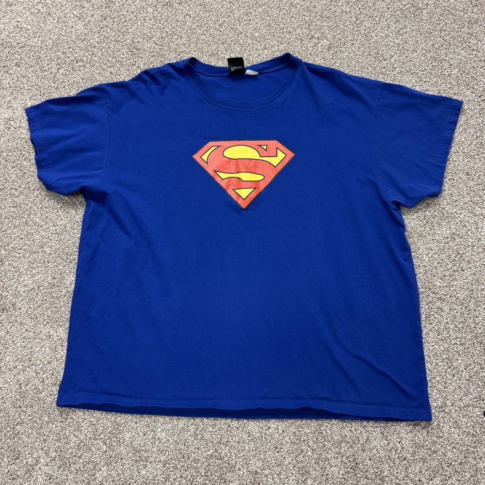 Superman Shirt Mens 2XL Blue Logo Graphic Tee T-Shirt DC Comics Superhero
